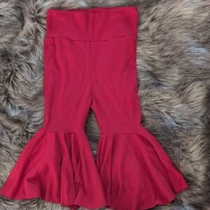 Vibrant Red Casual Flared Bottoms